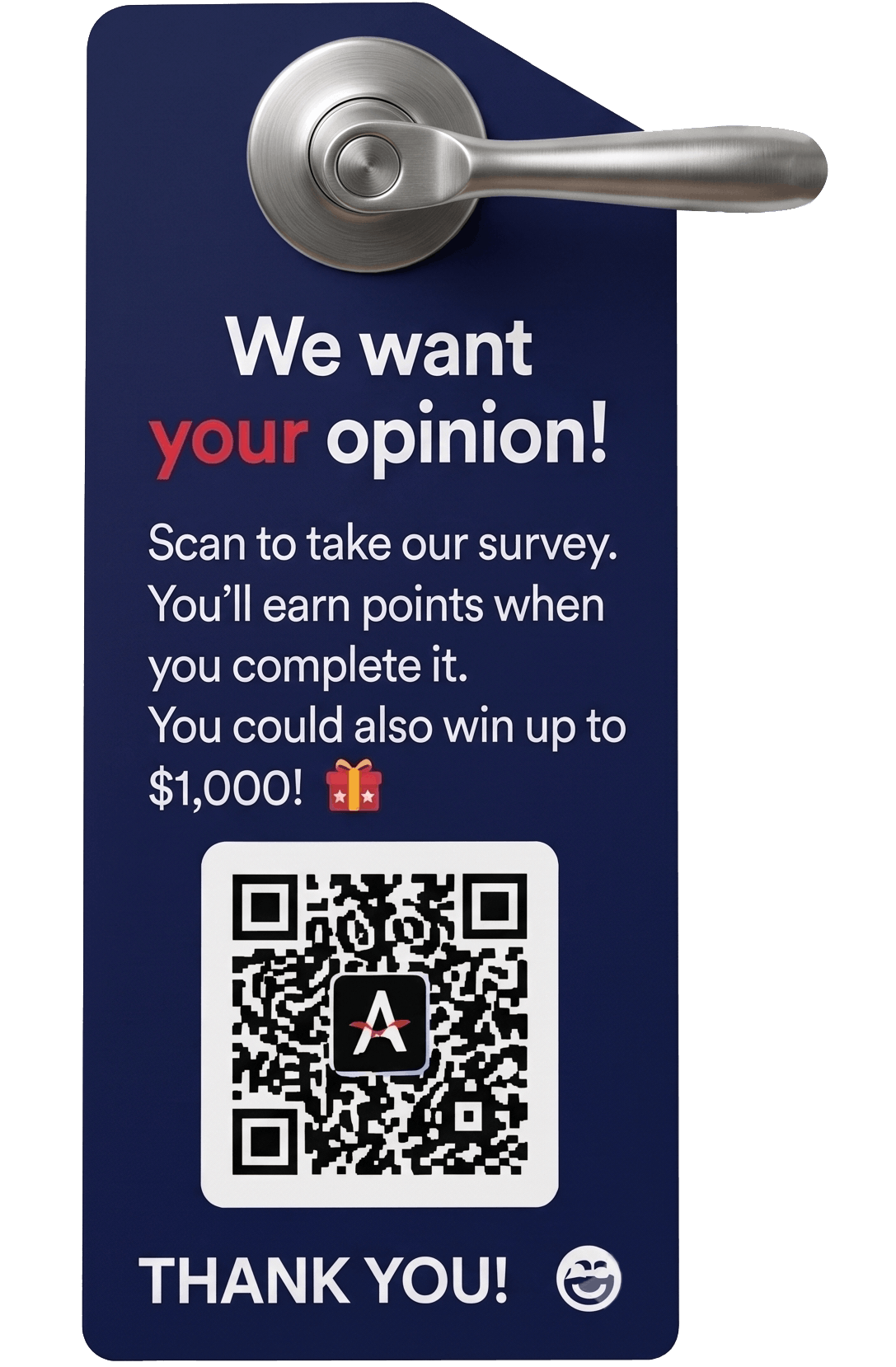 Door hanger with QR code