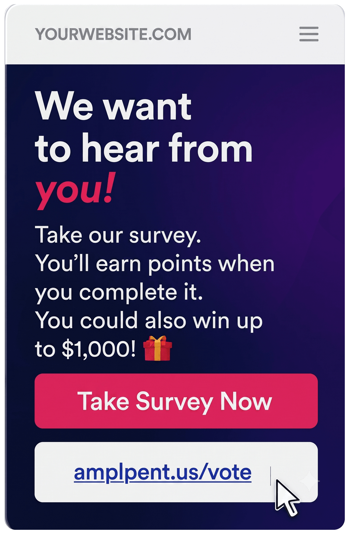 Website banner with campaign survey